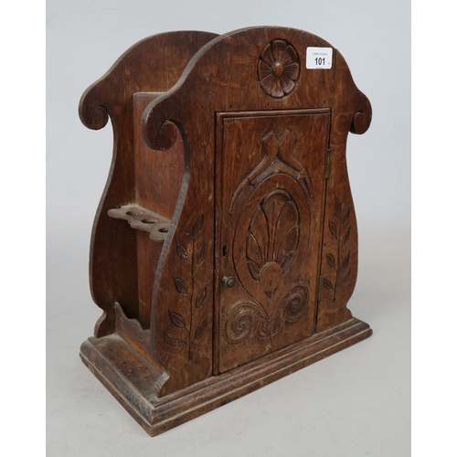 101 - Handmade oak wood smokers cabinet with pipe carved design