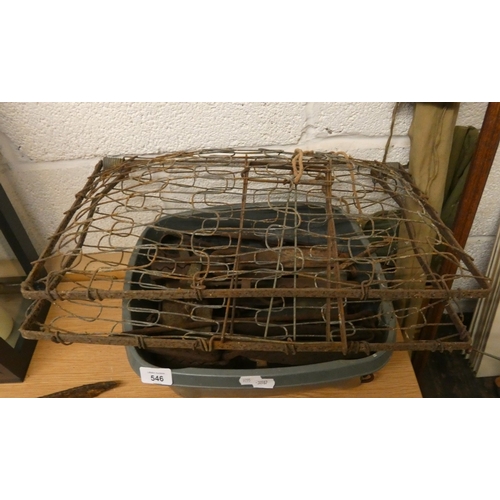 Collection of vintage 'rabbit' gin traps, all with the securing stake ...