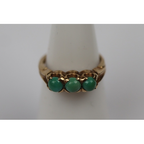 65 - 10K gold 'Saunders Lorie' Toronto 3 stone Turquoise ring - Size J