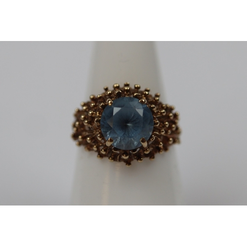 77 - 9ct gold blue topaz ring - Size N - Approx 3.5g