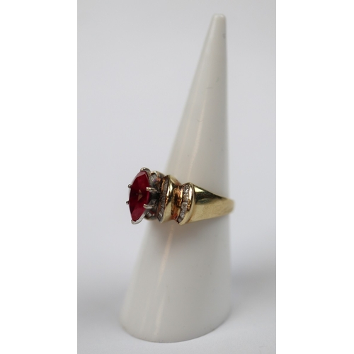 80 - 9ct gold ruby & Diamond ring - Size L - Approx 4.2g
