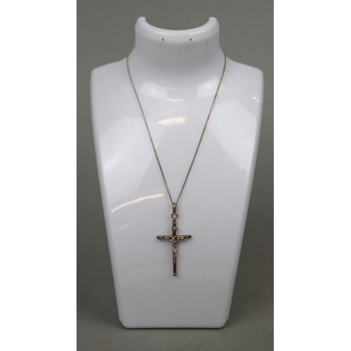 93 - Hallmarked silver crucifix and silver chain