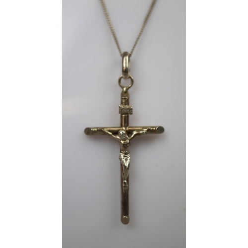 93 - Hallmarked silver crucifix and silver chain