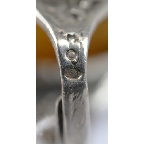 94 - 2 large silver stone set rings