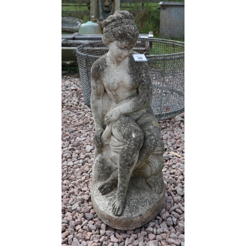 296 - Stone statue of seated nude - Approx height: 62cm