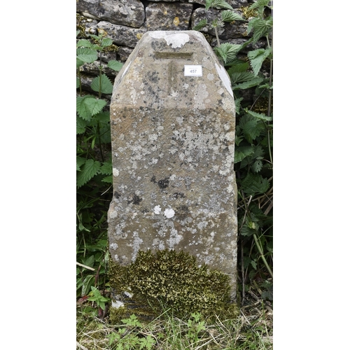 457 - Antique milestone marked with a T - H: 83cm - PLEASE NOTE: Lots 451 to 555 are in situ in Northleach... 