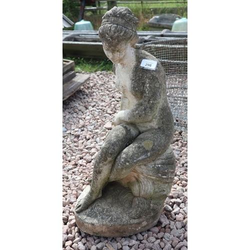 296 - Stone statue of seated nude - Approx height: 62cm