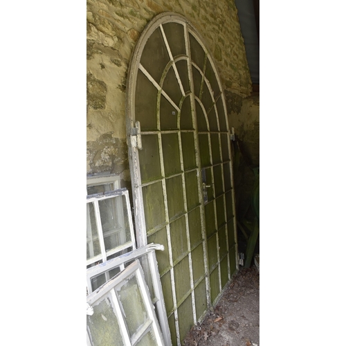 459 - 2 pairs of metal framed arched doors all original glass complete - W: 180cm H: 247cm - PLEASE NOTE: ... 