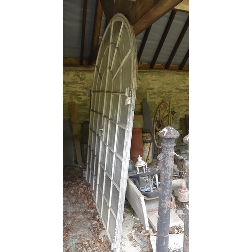 459 - 2 pairs of metal framed arched doors all original glass complete - W: 180cm H: 247cm - PLEASE NOTE: ... 