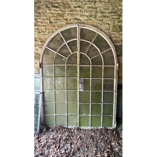 459 - 2 pairs of metal framed arched doors all original glass complete - W: 180cm H: 247cm - PLEASE NOTE: ... 