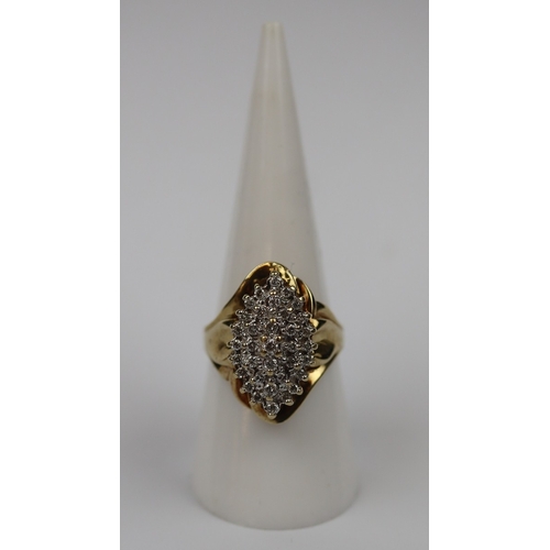 35 - Large 9ct gold diamond cluster ring - Size O - Approx gross weight 4.6g