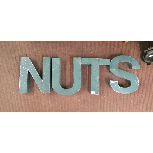 427 - 4 large metal letters - NUTS