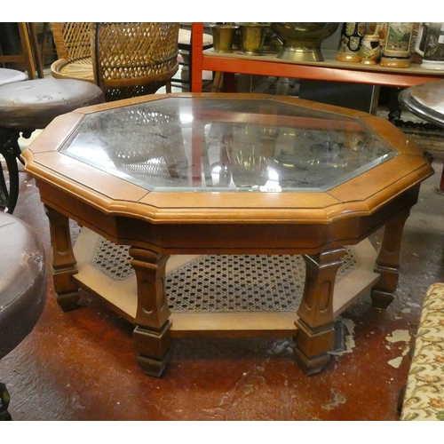 293 - Octagonal glass and bergere coffee table