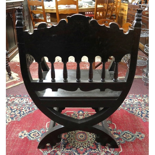 477 - Antique carved X chair