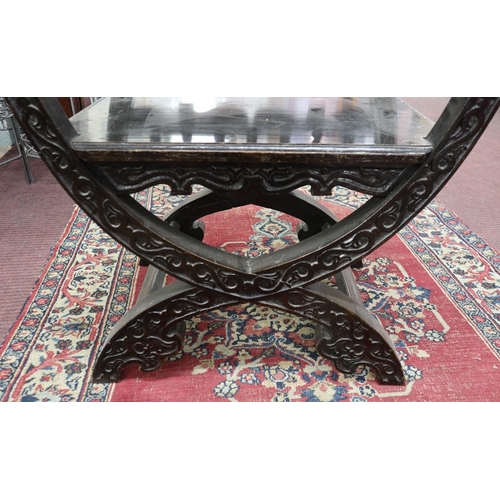 477 - Antique carved X chair