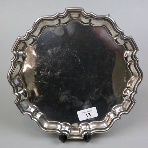 13 - Hallmarked silver platter - 527g approx