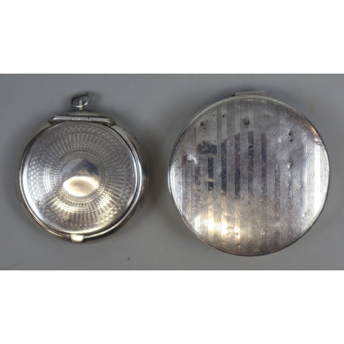 12 - Hallmarked silver compact, pill box and 4 napkin rings - Gross weight approx 128g
