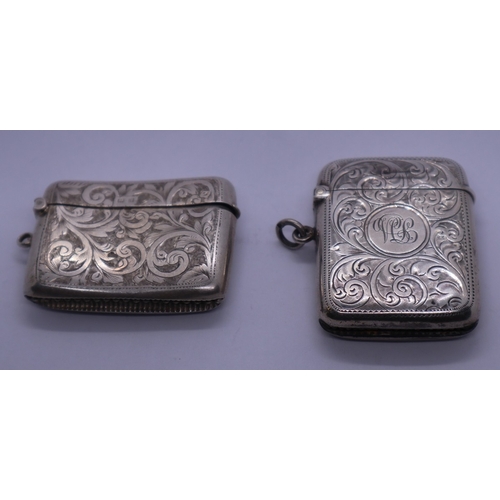 25 - Two antique hallmarked silver vesta cases. 44g approx