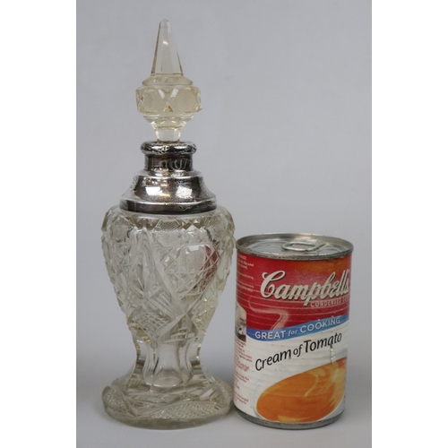 3 - Hallmarked silver topped cut glass scent bottle