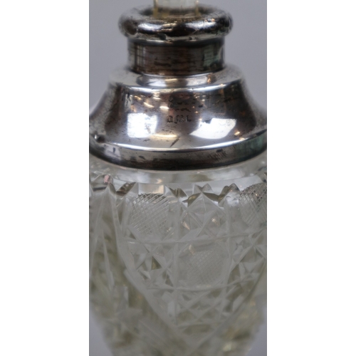 3 - Hallmarked silver topped cut glass scent bottle