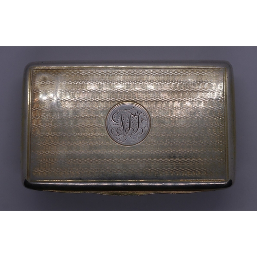 43 - Antique hallmarked silver gilt box. 93g approx