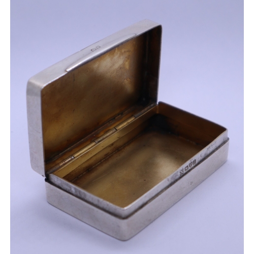 45 - Antique hallmarked silver box with gilt interior - Approx weight 63.8g