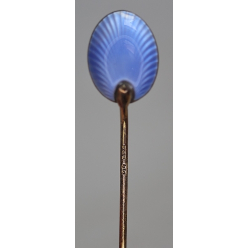 1 - Set of 6 hallmarked silver and machine enameled tea spoons in case