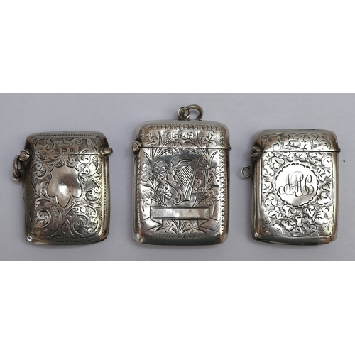 12 - 3 hallmarked silver vintage Vesta cases.
