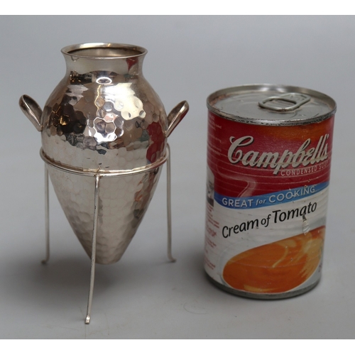 21 - Small silver Grecian urn on stand