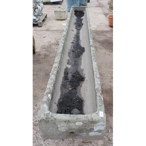 266 - Antique stone feeding trough planter on staddle stone bases - 3760mm long 740mm height 400mm wide(Lo... 