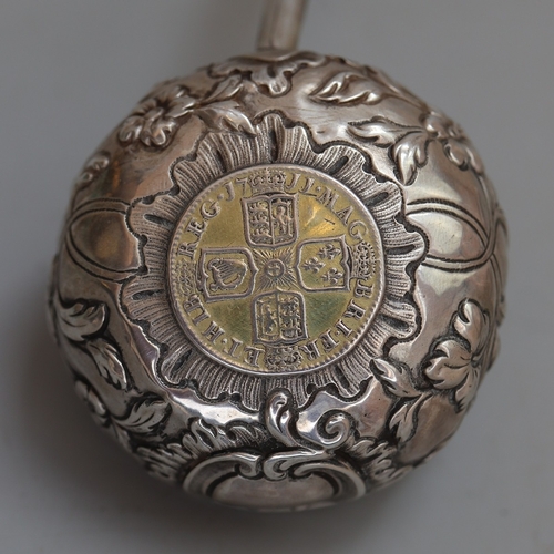 3 - Silver toddy ladle with Queen Anne coin to base