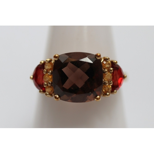 55 - 9ct gold multi stone set ring, size Q.