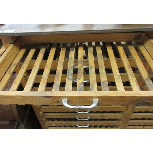 550 - Vintage pine apple storage rack - W: 132cm D: 40cm H: 123cm