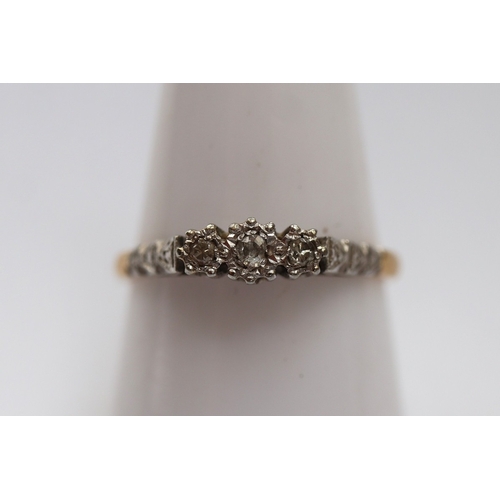 59 - 18ct & platinum diamond set ring size Q - Approx weight 2.5g