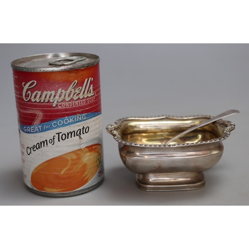 7 - Hallmarked silver condiment pot and spoon - Approx weight 96g