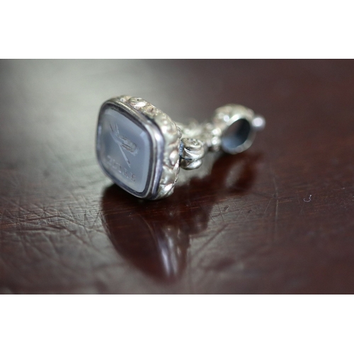 9 - Hallmarked silver baby rattle together with other interesting items