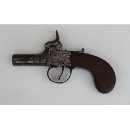 130 - 19thC 50 bore percussion pocket pistol, 1.5
