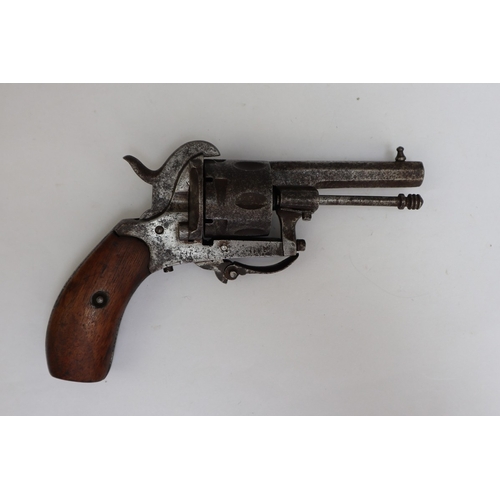 140 - 19thC French 7mm pinfire 6-shot revolver, 2.5