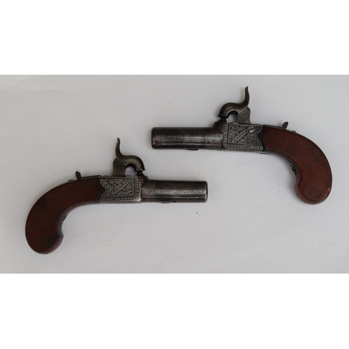 143 - A matching pair of 'Piper of Windsor ' percussion pocket pistols, boxlock actions, both functional, ... 