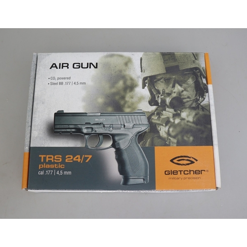 149 - Gletcher TRS 24/7 Co2 .177 BB air pistol, automatic, multi-shot, 19-shot magazine, in as new conditi... 