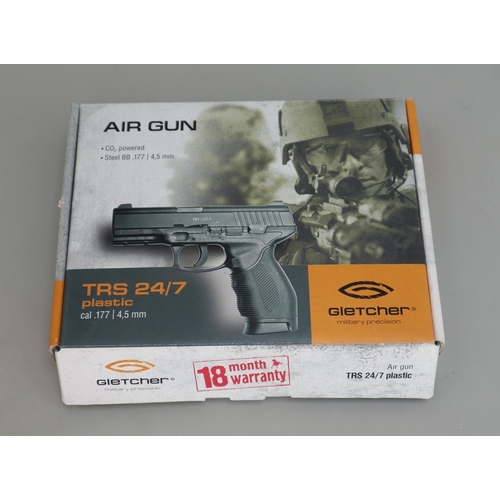 150 - Gletcher TRS 24/7 Co2 .177 BB air pistol, automatic, multi-shot, 19-shot magazine, in as new conditi... 