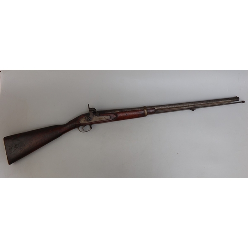 152 - 25 bore Indian military percussion musket, markings on stock from Bombay Arsenal with WD Broad Arrow... 