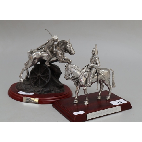 179 - 2 silver plated pewter soldiers on horse back - Charge of the Light Brigade and The Officer of the B... 