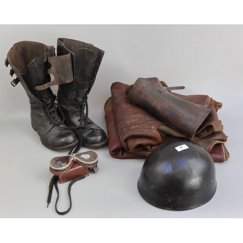 82 - Despatch rider garments to include boots, helmet and goggles
