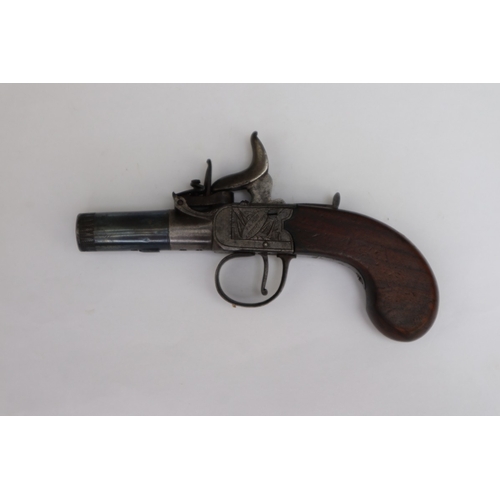 135 - Highly unusual 19thC percussion pistol converted from flintlock and however still retaining part of ... 