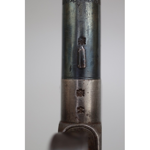 135 - Highly unusual 19thC percussion pistol converted from flintlock and however still retaining part of ... 