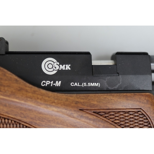 151 - SMK Victory CP1-M, .22 cal. bolt-action, Co2 target air pistol, hardwood stock, rifled barrel, scope... 