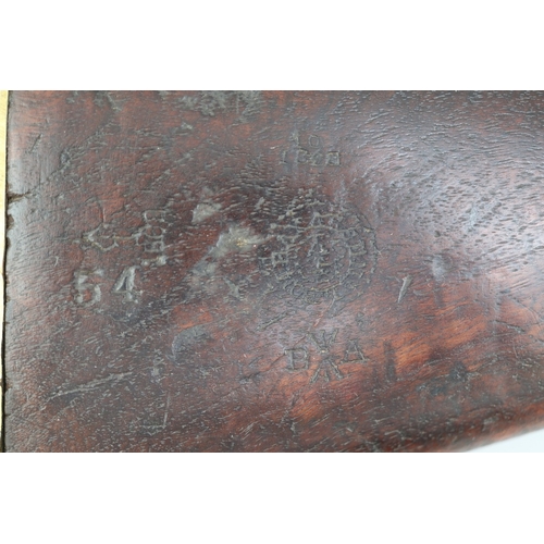 152 - 25 bore Indian military percussion musket, markings on stock from Bombay Arsenal with WD Broad Arrow... 