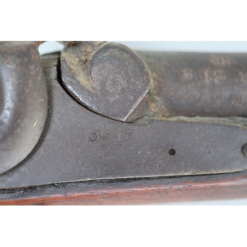156 - 19thC percussion musket Indian Army marked JPR with steel ramrod