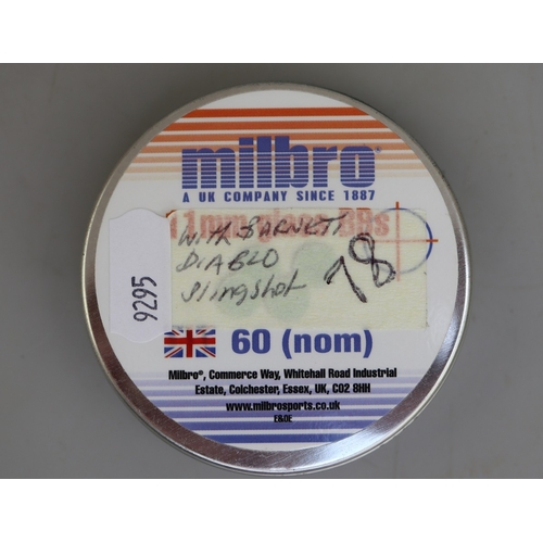 171 - Barnett Diablo slingshot, with full tin of Milbro 11mm glass BB shot (60pcs)
